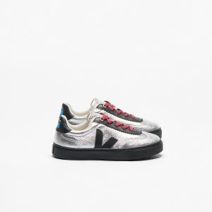 VOLLEY ELASTIC LACES LEATHER VEJA X JELLY MALLOW SILVER